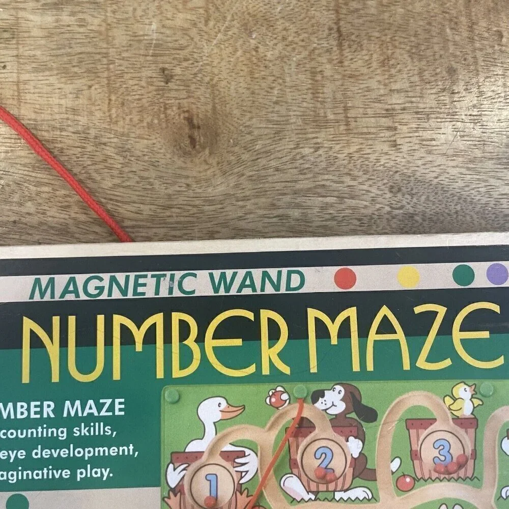 Melissa Doug Magnetic Wand Number Maze Wooden Puzzle Activity Toy Set Education